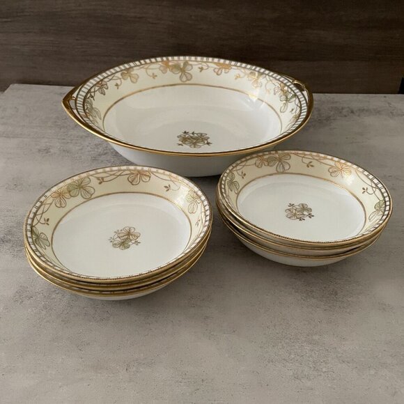 Antique Morimura Nippon 7 PC Hand Painted Berry Bowl Serving Set Circa 1910-11 - Picture 2 of 10